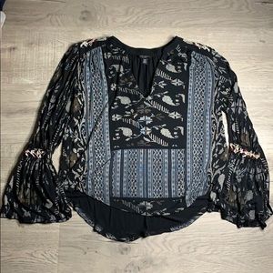 Lucky Brand Blue Black Aztec top